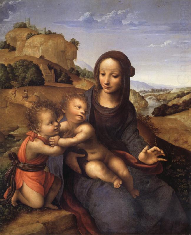 YANEZ DE LA ALMEDINA, Fernando Madonna and Child with Infant St.Fohn china oil painting image